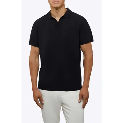 Cuts Istanbul Johnny Collar Cotton Bend Polo In Black