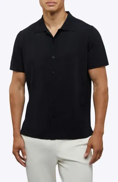 Cuts Riviera Cotton Blend Knit Camp Shirt In Black