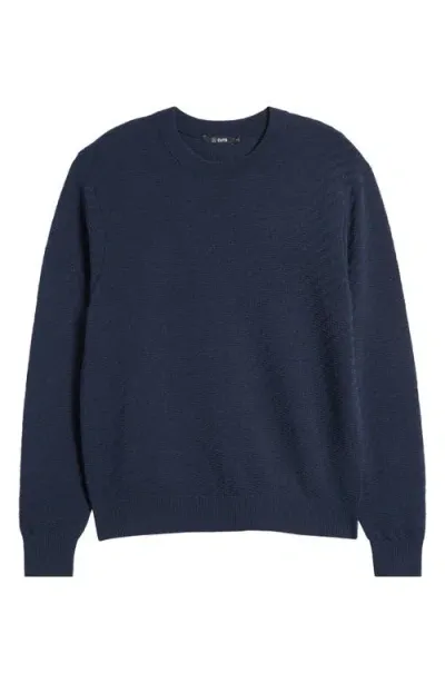 Cuts Riviera Textured Cotton Blend Crewneck Sweater In Pacific Blue