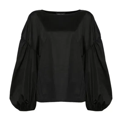 Cynthia Rowley Scallop Cotton Blouse In Black