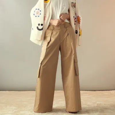 Cynthia Rowley Marbella Cotton Cargo Pant In Khaki