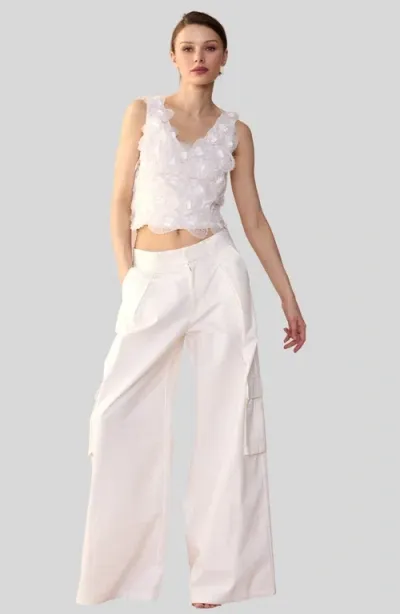 Cynthia Rowley Marbella Cotton Cargo Pant In White