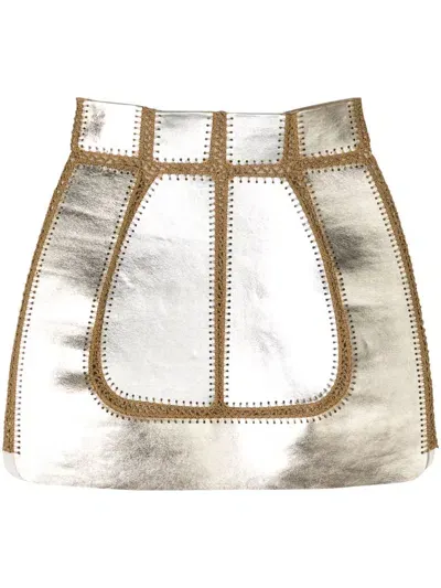 Cynthia Rowley Metallic-effect Panelled Miniskirt In White