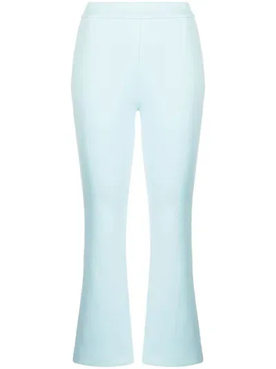 Cynthia Rowley Mid-rise Flared Cropped Trousers In Blue