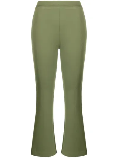 Cynthia Rowley Mid-rise Flared Cropped Trousers In Green