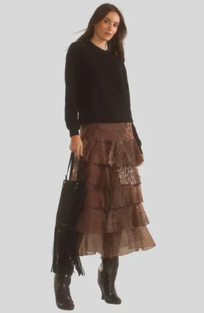 Cynthia Rowley Prim Silk Organza Skirt In Leopard