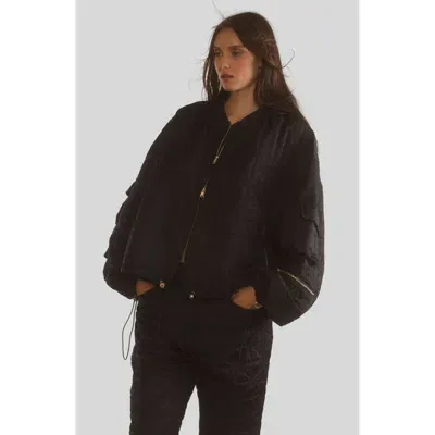 Cynthia Rowley Quilted Bomber Jacket In Black