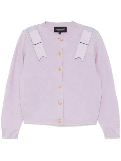 Cynthia Rowley Ribbon Embellished Cardigan In Purple