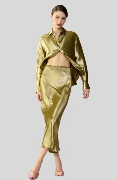 Cynthia Rowley Shimmering Siren Skirt In Liquid Gold