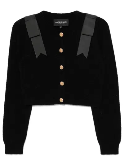 Cynthia Rowley Wool Cropped Cardigan In Schwarz