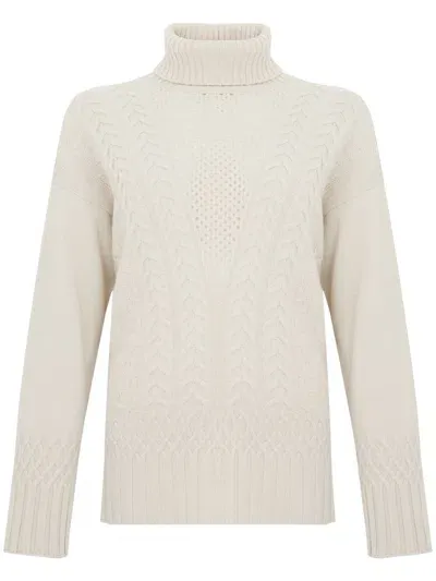 D Exterior Lace-knit Wool And Cashmere Sweater In White