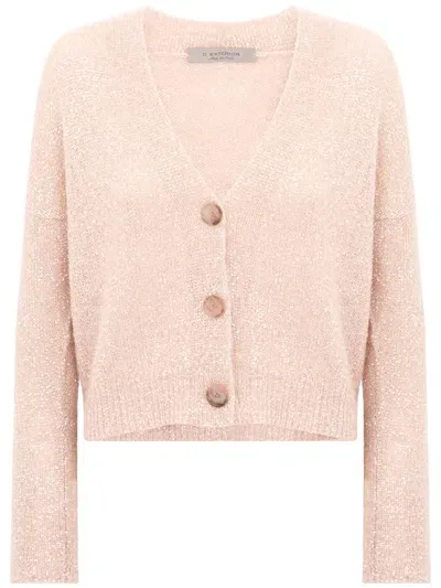 D Exterior Lurex Effect Wool Cardigan In Pink