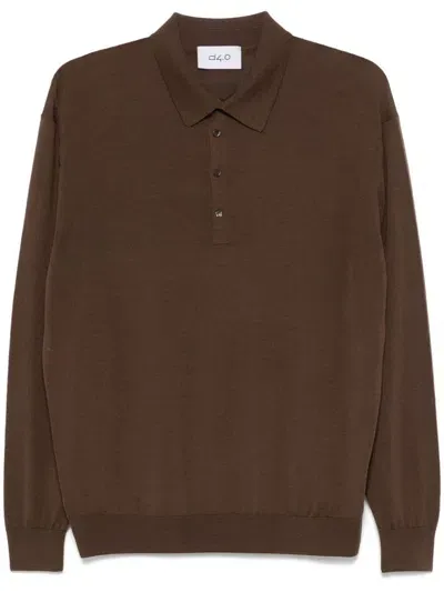 D4.0 Fine-knit Polo Shirt In Brown