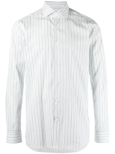 D4.0 Striped Long-sleeve Shirt In Weiss