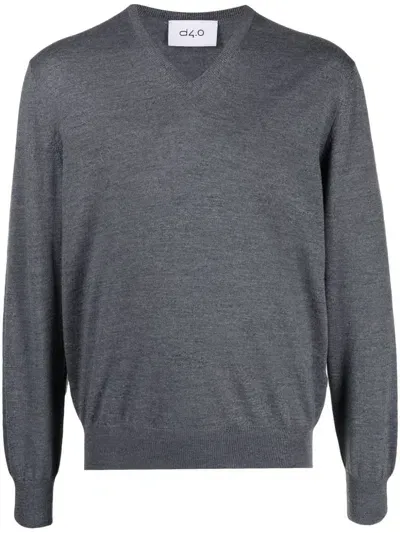 D4.0 Virgin-wool V-neck Jumper In Grey