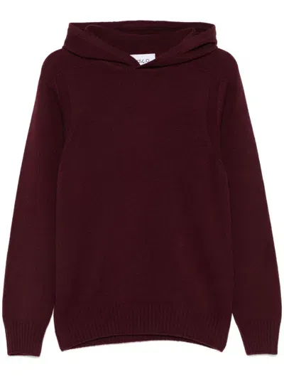 D4.0 Wool Hooded Sweater In Burgundy