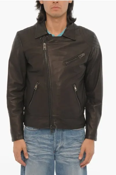 Dacute Leather Dylan Jacket With Zip Closure In Black