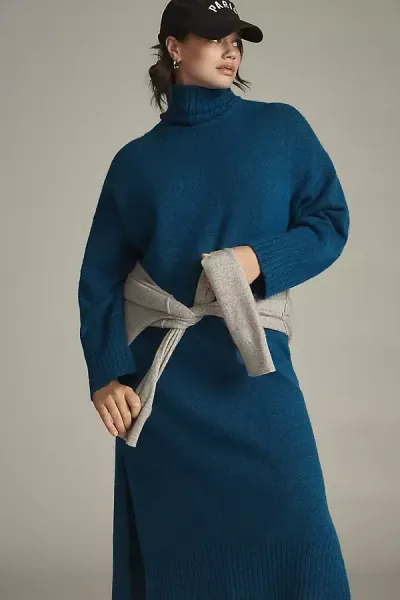 Daily Practice By Anthropologie Turtleneck Midi Jumper Dress In Blue