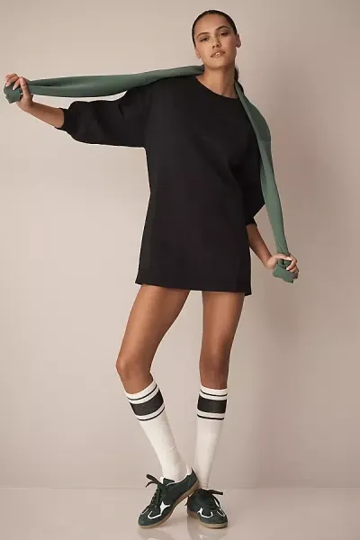 Daily Practice By Anthropologie Long-sleeve Relaxed Mini Dress In Black