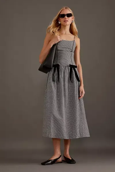 Damson Madder Persephone Midi Dress In Gray