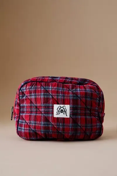 Damson Madder Quilted Makeup Bag In Red