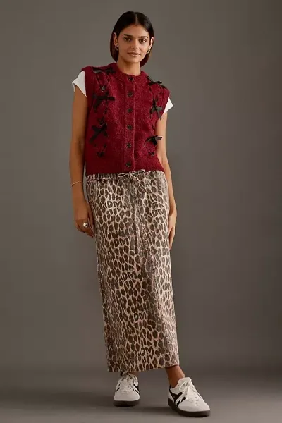 Damson Madder Rafe Leopard Midi Skirt In Multi