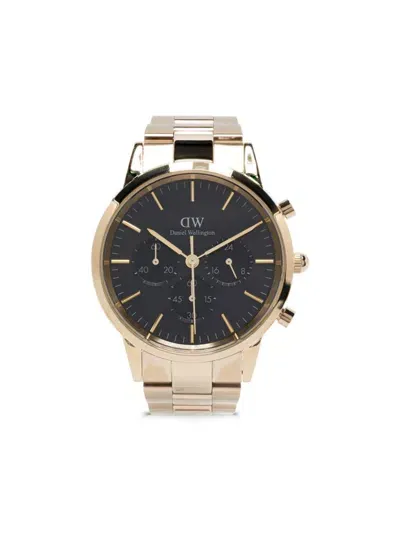 Daniel Wellington Iconic Chronograph Link 42mm In Black