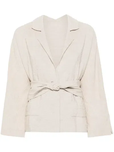 Daniela Gregis Linen Blazer In Neutrals