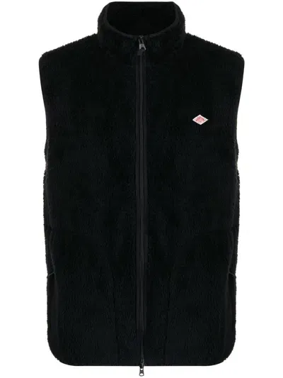 Danton Logo-patch Fleece Gilet In Black