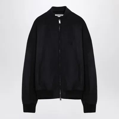 Darkpark Black Wool Bomber Jacket