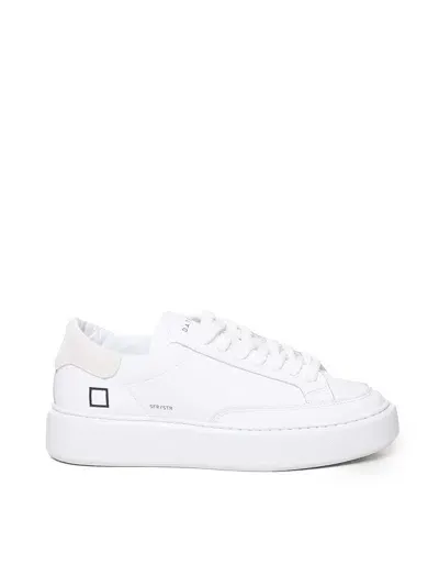 Date Logo-debossed Leather Sneakers In White