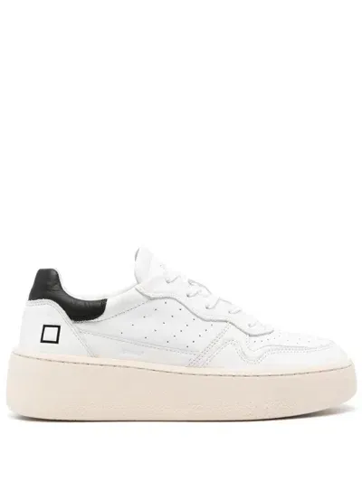 Date Calf Leather Low-top Sneakers In White