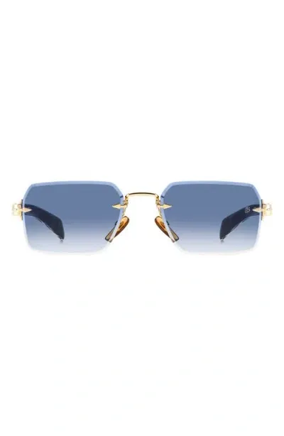 David Beckham Eyewear 56mm Rimless Rectangular Sunglasses In Gold Black