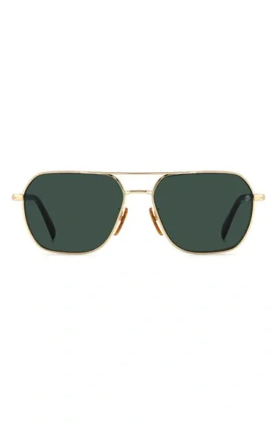 David Beckham Eyewear 59mm Aviator Sunglasses In Gold Havana