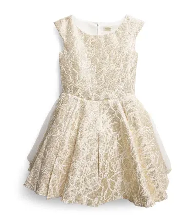 David Charles Kids' Brocade Floral Dress In Gold