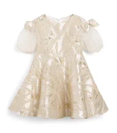 David Charles Kids' Puff-sleeve Dress In Gold