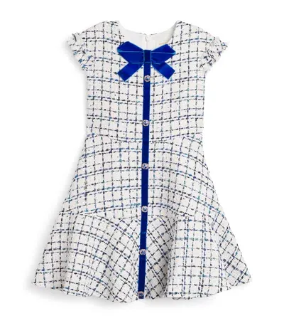 David Charles Kids' Tweed Embellished Dress In Blue