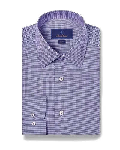 David Donahue Cotton Micro Dobby Slim Fit Dress Shirt In Purple/sky