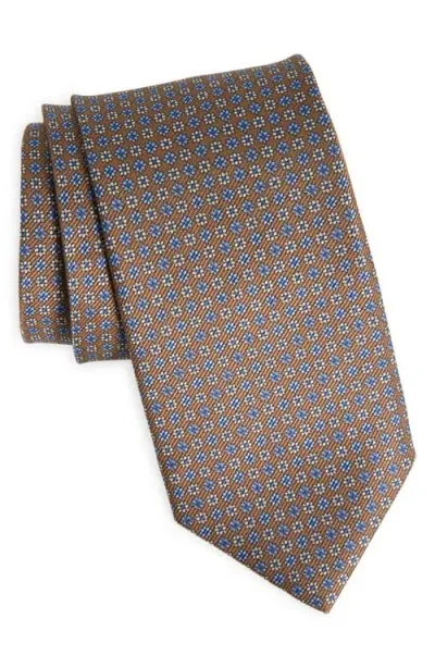 David Donahue Floral Silk Tie In Dune