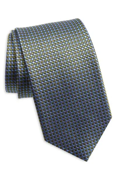 David Donahue Neat Silk Tie In Blue