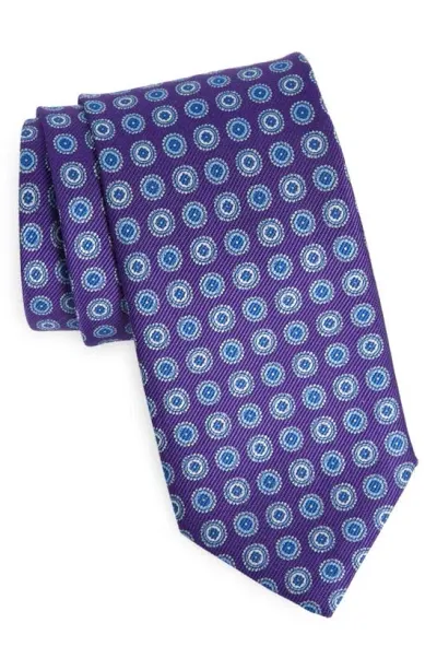 David Donahue Neat Silk Tie In Purple