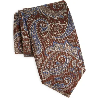 David Donahue Paisley Silk Tie In Chocolate