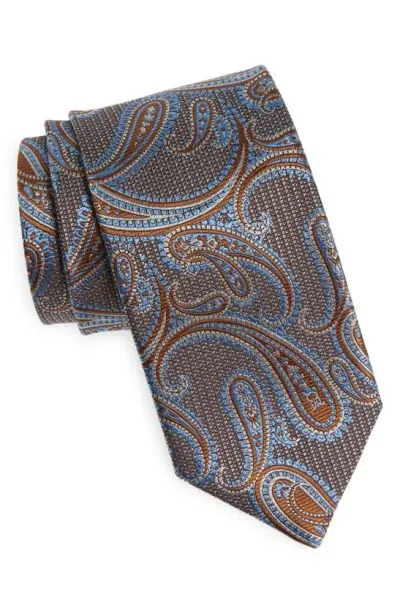 David Donahue Paisley Silk Tie In Cocoa