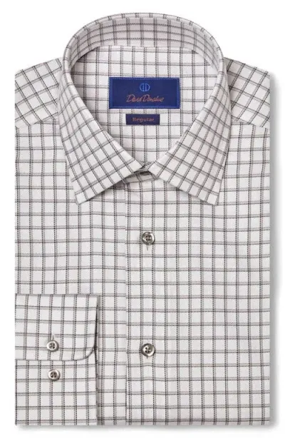 David Donahue Regular Fit Check Cotton Twill Dress Shirt In White/gray