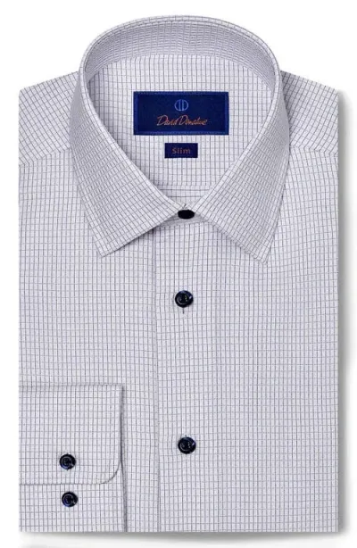 David Donahue Slim Fit Check Cotton Dobby Dress Shirt In White/navy