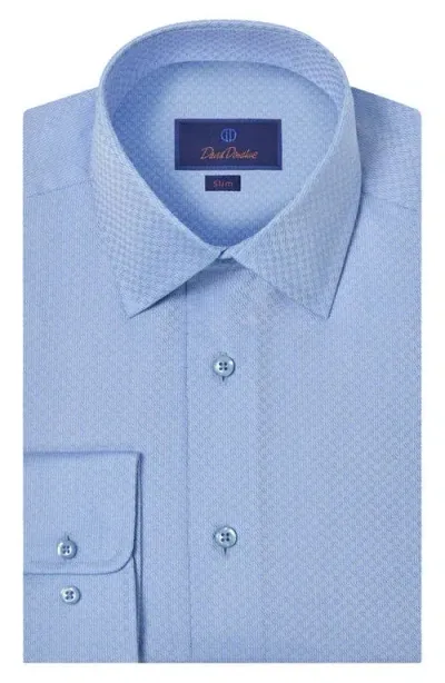 David Donahue Slim Fit Geometric Texture Cotton Dobby Dress Shirt In Sky