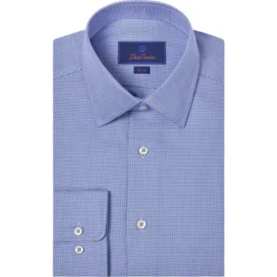 David Donahue Trim Fit Geometric Pattern Twill Dress Shirt In Blue/sky