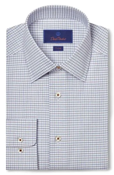 David Donahue Trim Fit Check Cotton Dress Shirt In Navy/chocolate