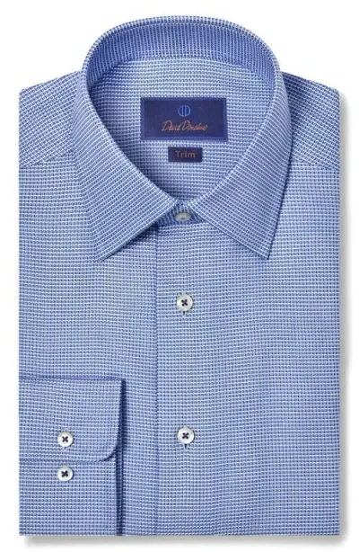 David Donahue Trim Fit Micropattern Cotton Dobby Dress Shirt In Blue