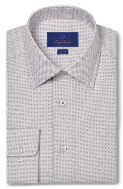 David Donahue Trim Fit Micropattern Cotton Dress Shirt In Pearl